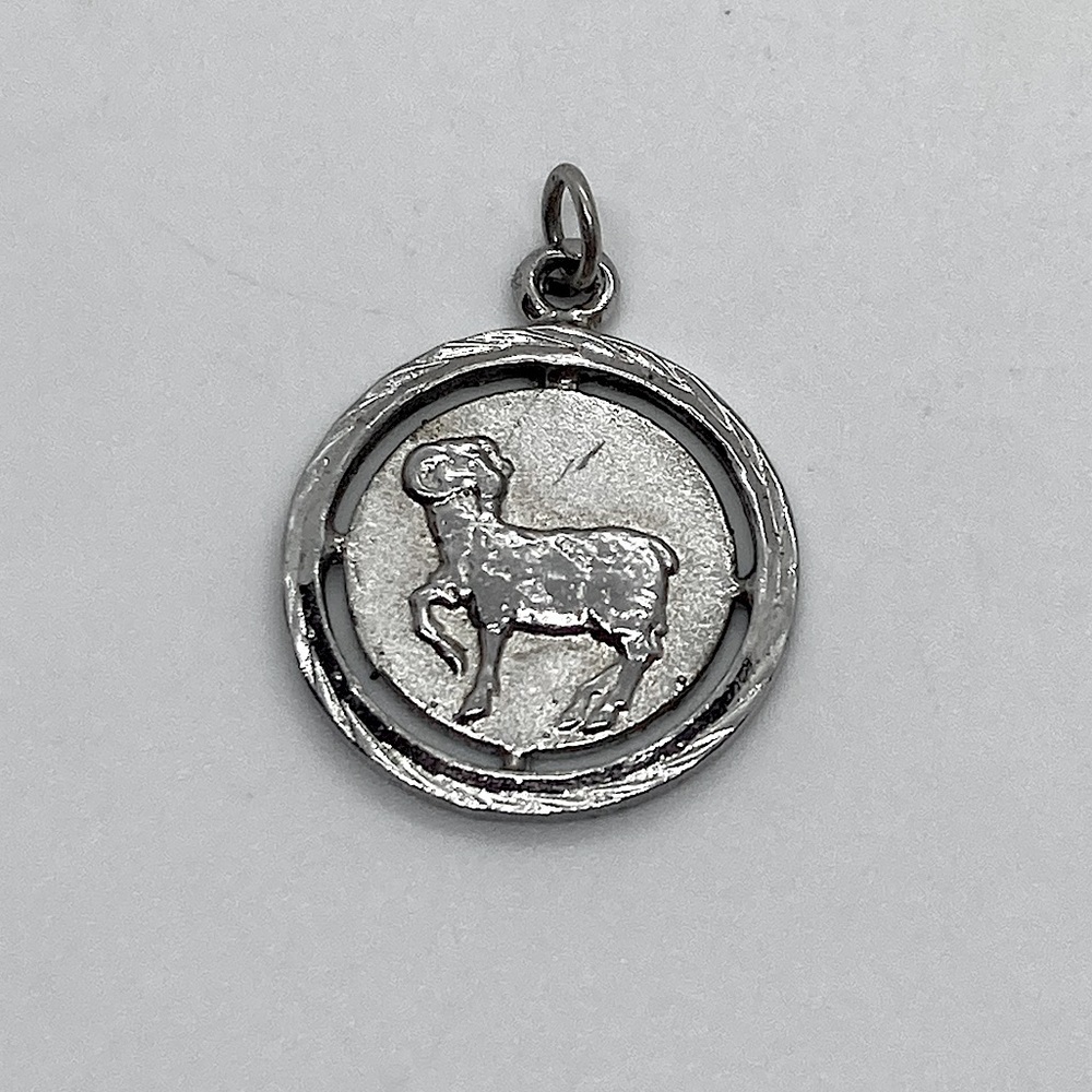 Vtg Sterling Silver Aries Zodiac Astrology Charm Pendant | 16mm